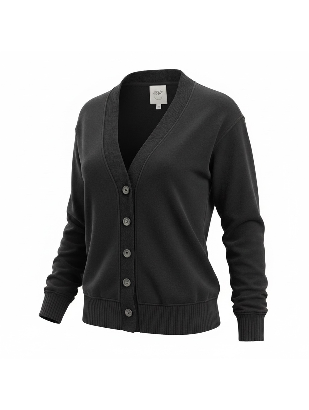 Aerie Womens Black Button Up Cardigan Sweater Fleece Size XS/TP